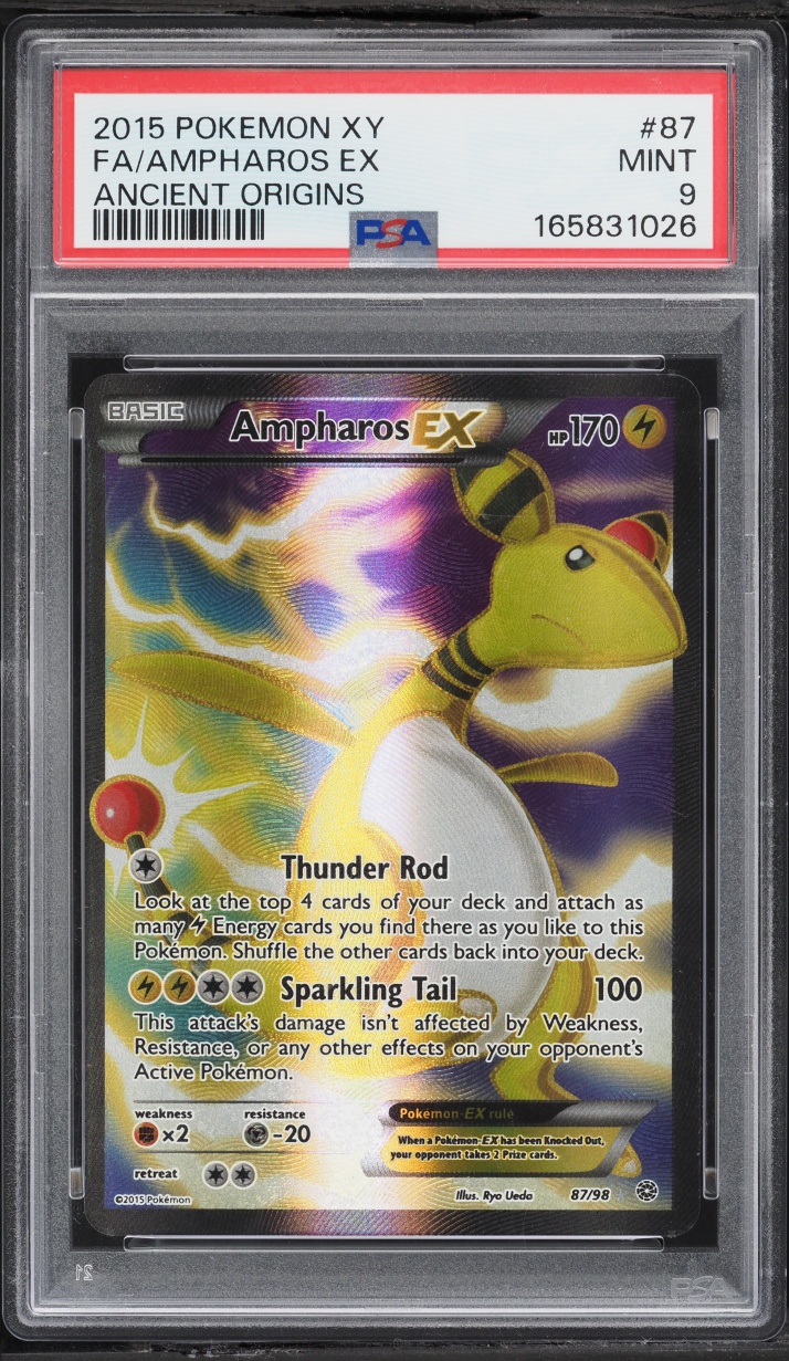 2015 Pokemon XY Ancient Origins Full Art Ampharos EX #87 PSA 9 MINT