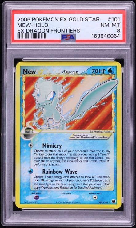 2006 Pokemon EX Dragon Frontiers Holo Mew Gold Star #101 PSA 8 NM-MT