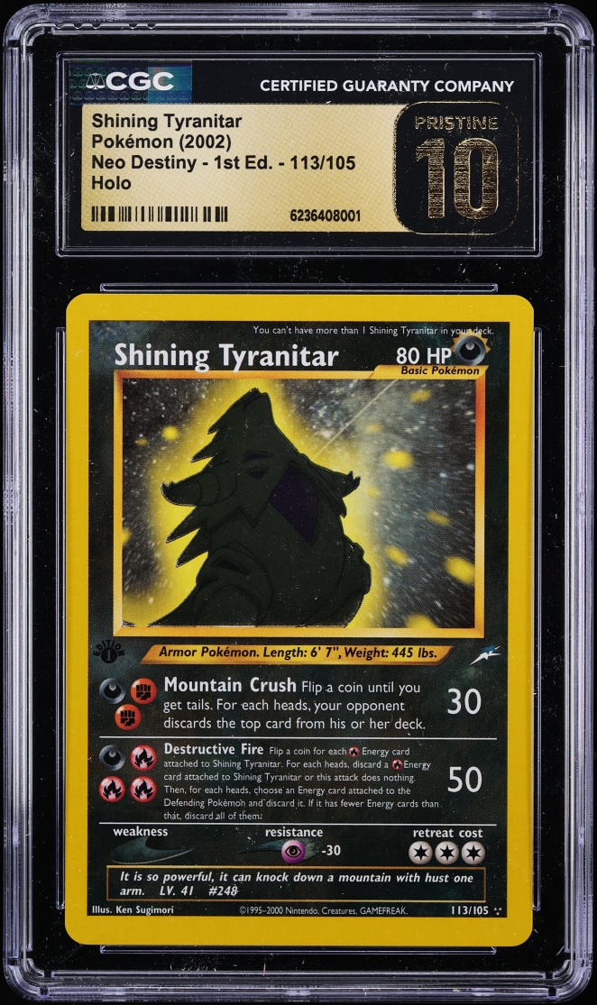 2002 Pokemon Neo Destiny 1st Edition Holo Shining Tyranitar #113 CGC 10 PRISTINE
