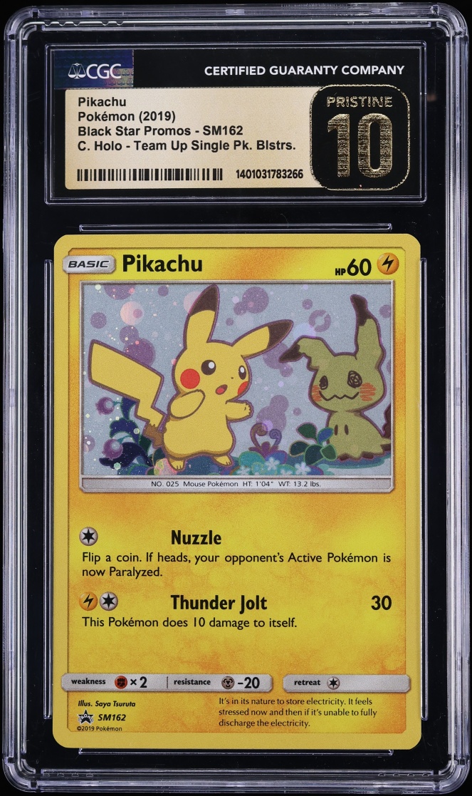 2019 Pokemon Sun & Moon Promo Team Up Single Pack Blister Holo Pikachu #SM162 CGC 10 PRISTINE
