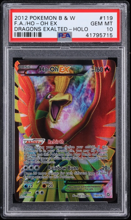 2012 Pokemon Black & White Dragons Exalted Full Art Ho-Oh EX #119 PSA 10 GEM MINT