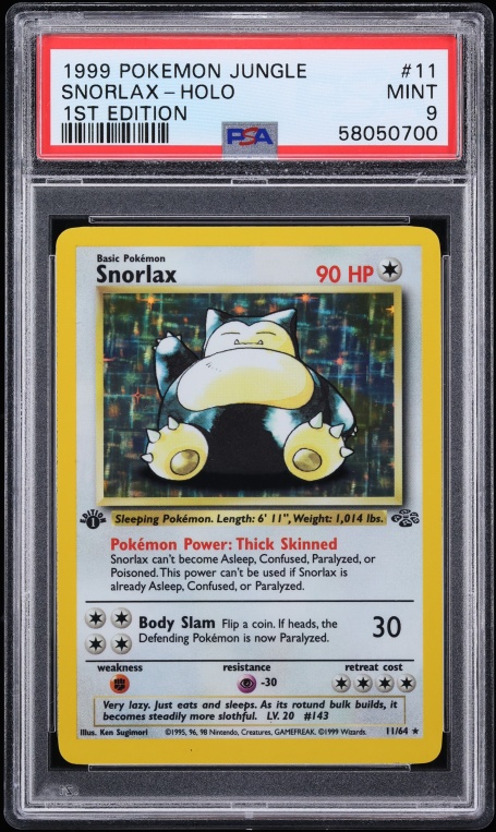 1999 Pokemon Jungle 1st Edition Holo Snorlax #11 PSA 9 MINT
