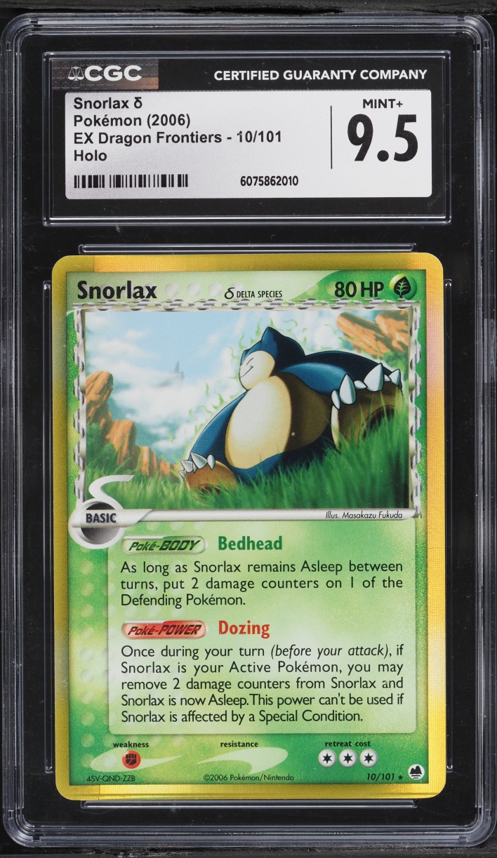 2006 Pokemon EX Dragon Frontiers Holo Snorlax #10 CGC 9.5 MINT+