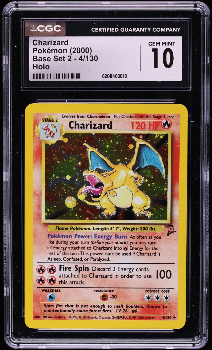 2000 Pokemon Base Set 2 Holo Charizard #4 CGC 10 GEM MINT