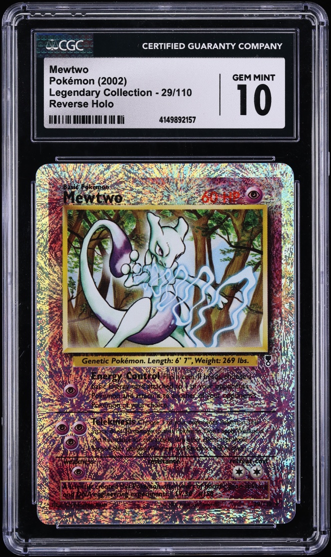 2002 Pokemon Legendary Collection Reverse Holo Mewtwo #29 CGC 10 GEM MINT