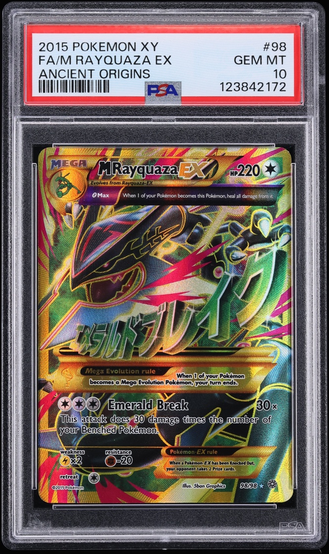 2015 Pokemon XY Ancient Origins Full Art Mega M Rayquaza Ex #98 PSA 10 GEM MINT
