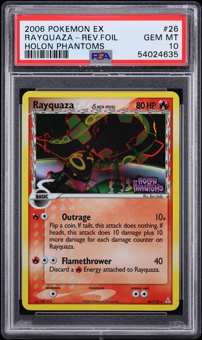 2006 Pokemon EX Holon Phantoms Reverse Holo Rayquaza #26 PSA 10 GEM MINT