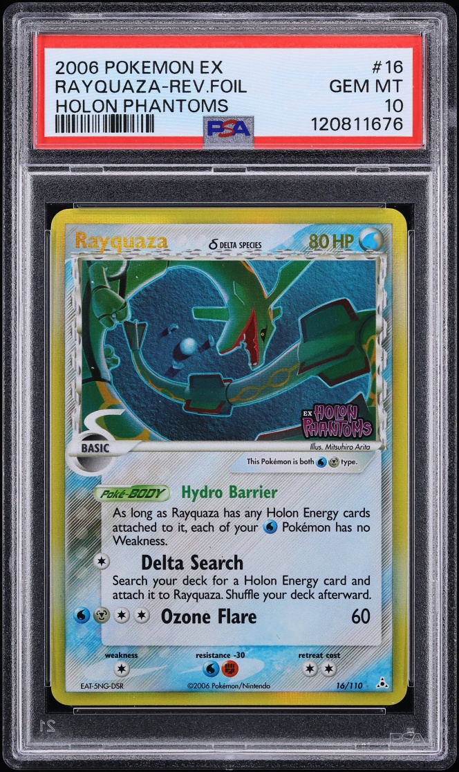 2006 Pokemon EX Holon Phantoms Reverse Holo Rayquaza #16 PSA 10 GEM MINT