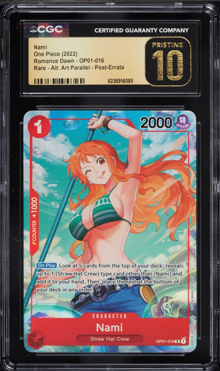 2022 One Piece Romance Dawn Alt Art Post-Errata Nami #OP01-016 CGC 10 PRISTINE