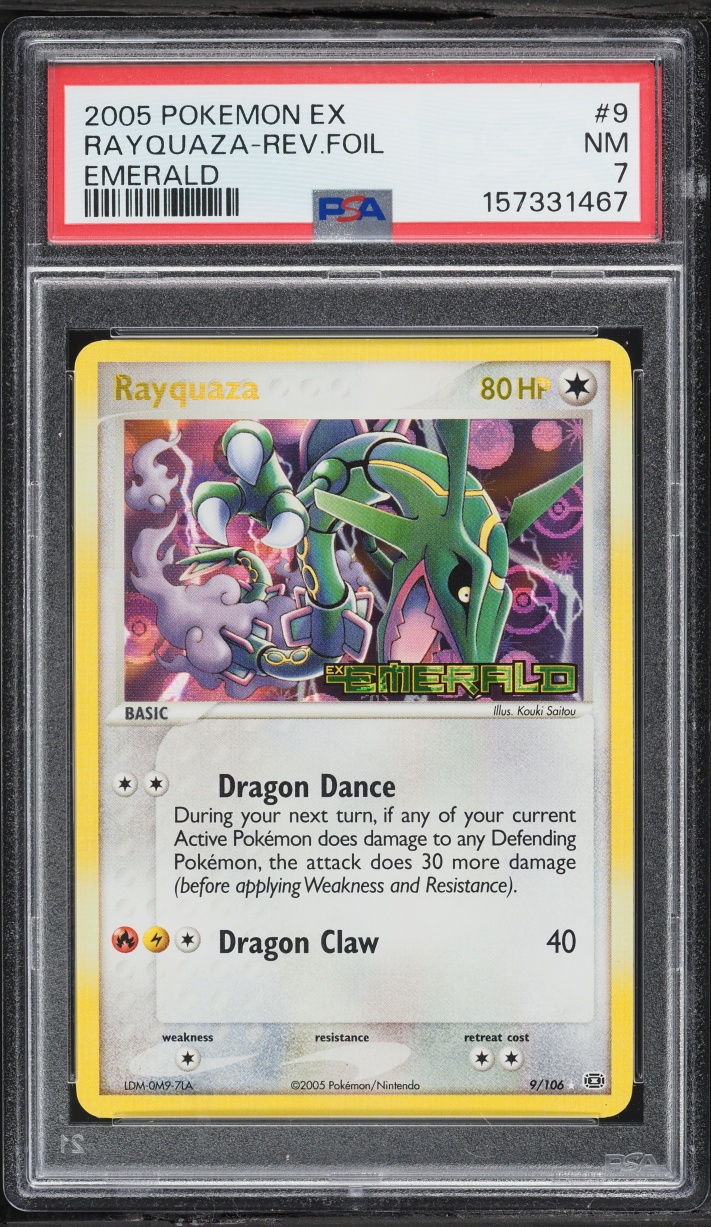 2005 Pokemon EX Emerald Reverse Holo Rayquaza #9 PSA 7 NRMT