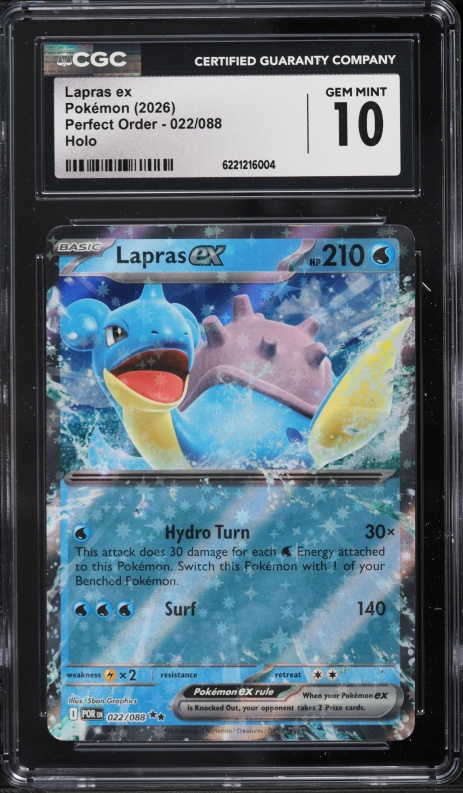 2026 Pokemon Mega Evolution Perfect Order Holo Lapras Ex #22 CGC 10 GEM MINT