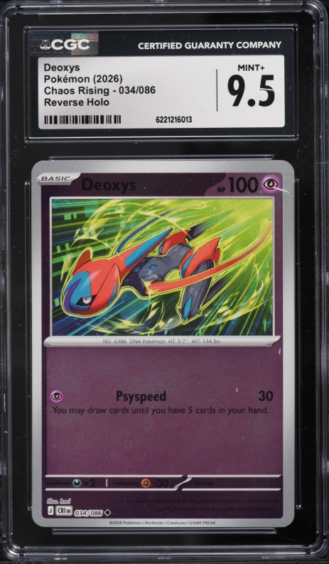 2026 Pokemon Mega Evolution Chaos Rising Reverse Holo Deoxys #34 CGC 9.5 MINT+