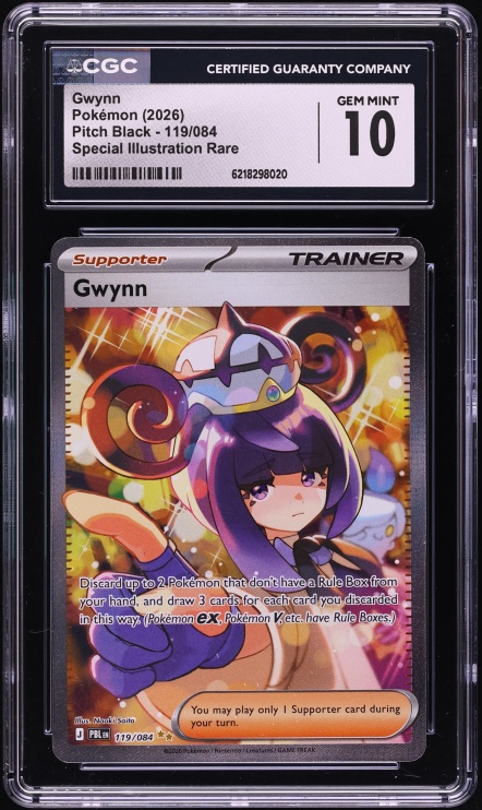2026 Pokemon Mega Evolution Pitch Black SIR Gwynn #119 CGC 10 GEM MINT