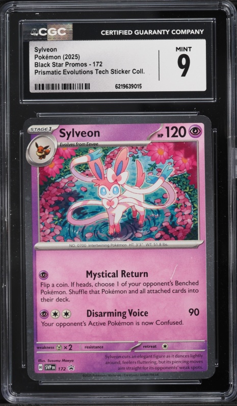 2025 Pokemon Scarlet & Violet Promo Prismatic Evolutions Tech Sticker Sylveon #172 CGC 9 MINT