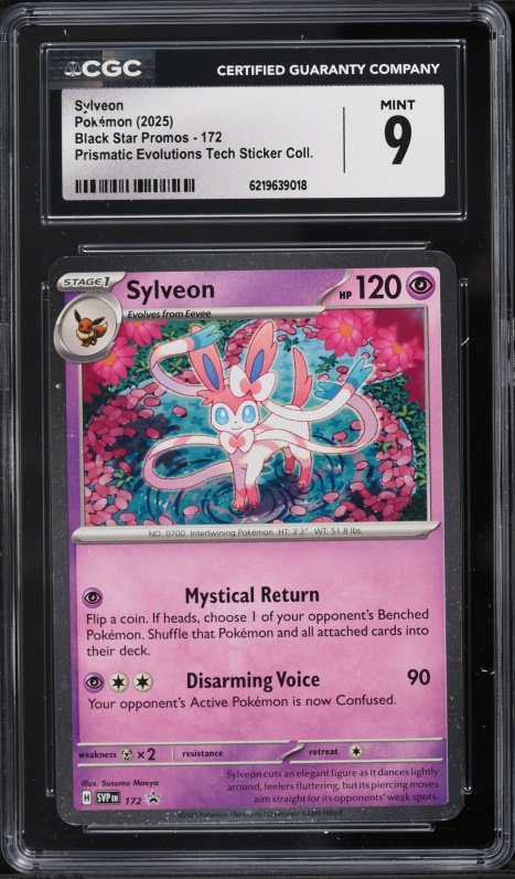 2025 Pokemon Scarlet & Violet Promo Prismatic Evolutions Tech Sticker Sylveon #172 CGC 9 MINT