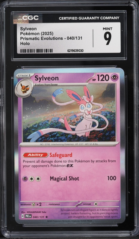 2025 Pokemon Scarlet & Violet Prismatic Evolutions Holo Sylveon #40 CGC 9 MINT