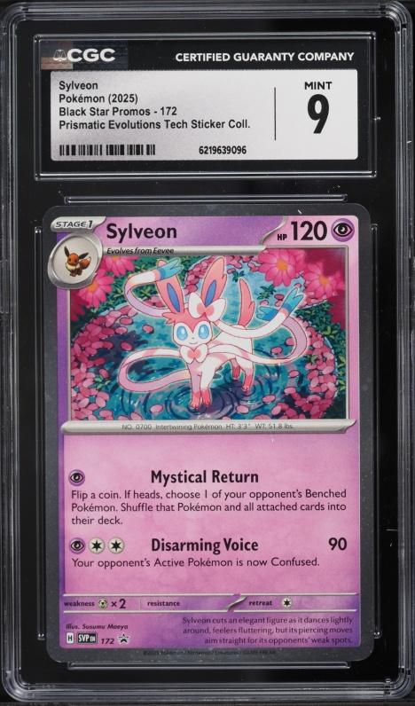 2025 Pokemon Scarlet & Violet Promo Prismatic Evolutions Tech Sticker Sylveon #172 CGC 9 MINT