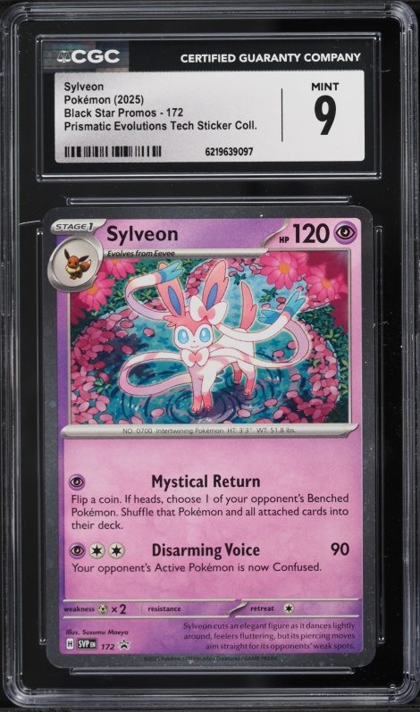 2025 Pokemon Scarlet & Violet Promo Prismatic Evolutions Tech Sticker Sylveon #172 CGC 9 MINT