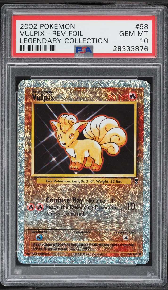 2002 Pokemon Legendary Collection Reverse Holo Vulpix #98 PSA 10 GEM MINT