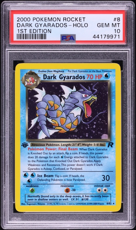 2000 Pokemon Team Rocket 1st Edition Holo Dark Gyarados #8 PSA 10 GEM MINT