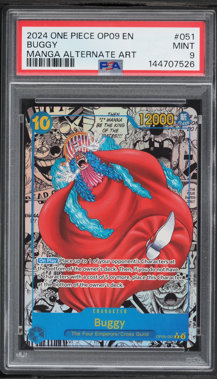 2024 One Piece Emperors In The New World Alt Art Buggy #OP09-051 PSA 9 MINT