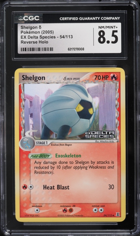 2005 Pokemon EX Delta Species Reverse Holo Shelgon #54 CGC 8.5 NM-MT+