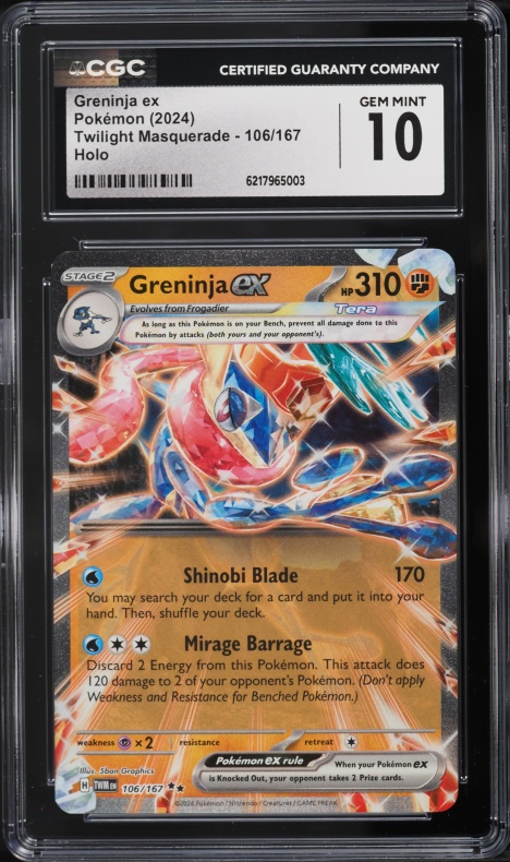 2024 Pokemon Scarlet & Violet Twilight Masquerade Holo Greninja ex #106 CGC 10 GEM MINT