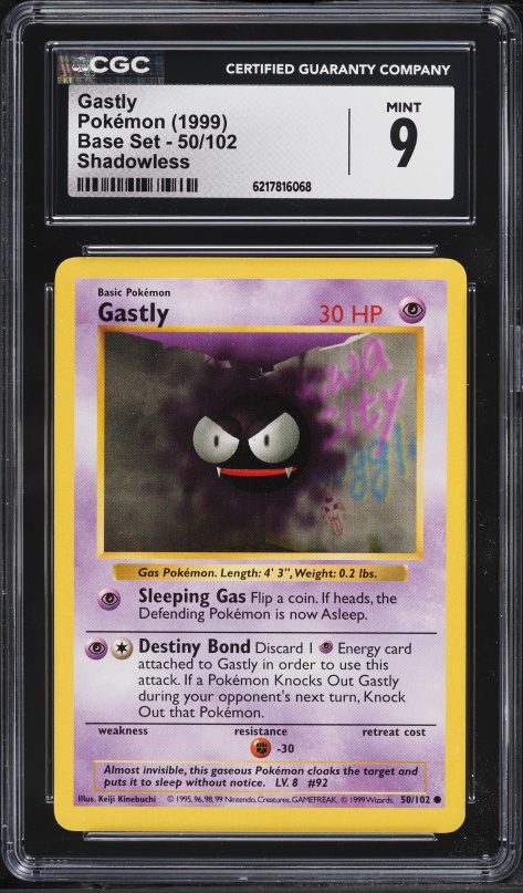 1999 Pokemon Base Set Shadowless Gastly #50 CGC 9 MINT