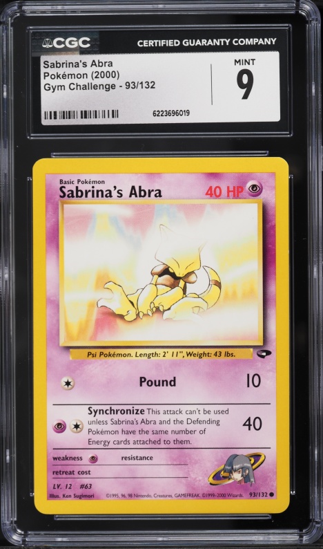 2000 Pokemon Gym Challenge Sabrina's Abra #93 CGC 9 MINT