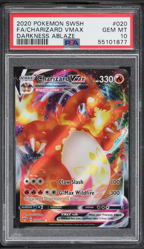 2020 Pokemon Sword & Shield Darkness Ablaze Full Art Charizard VMAX #20 PSA 10 GEM MINT