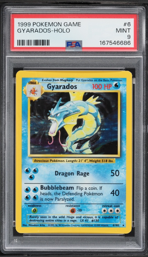 1996 Pokemon Japanese Base Set Holo Gyarados #130 PSA 9 MINT on