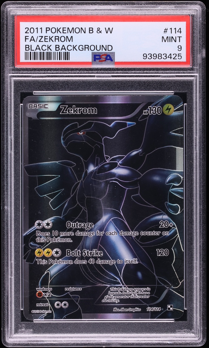 2011 Pokemon Black & White Black Background Full Art Zekrom #114 PSA 9 MINT