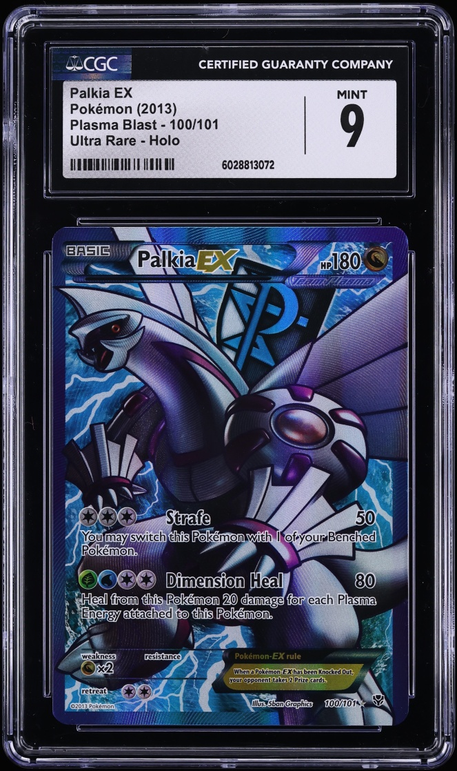2013 Pokemon Black & White Plasma Blast Full Art Palkia EX #100 CGC 9 MINT