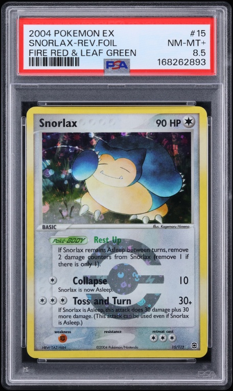 2004 Pokemon EX Fire Red & Leaf Green Reverse Holo Snorlax #15 PSA 8.5 NM-MT+