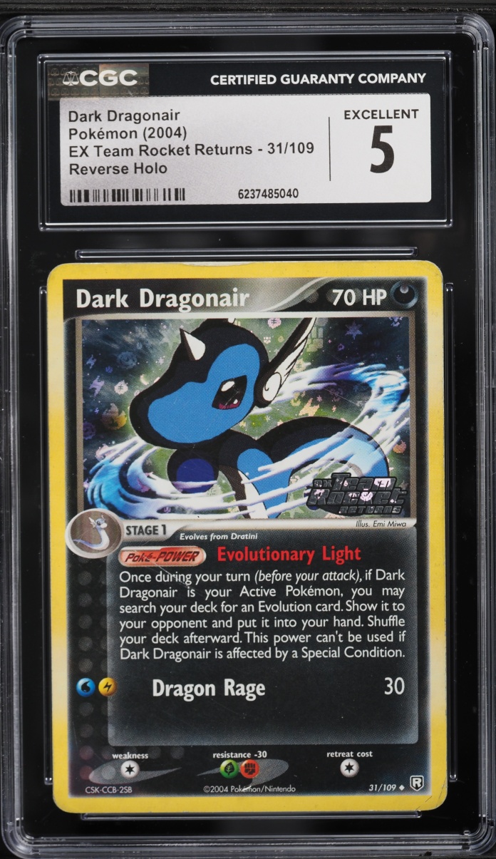 2004 Pokemon EX Team Rocket Returns Reverse Holo Dark Dragonair #31 CGC 5 EX