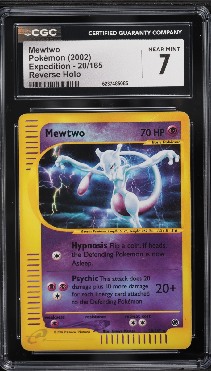 2002 Pokemon Expedition Reverse Holo Mewtwo #20 CGC 7 NRMT