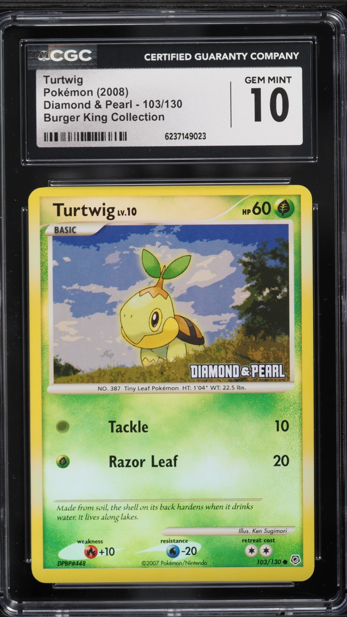 2008 Pokemon Diamond & Pearl Burger King Collection Turtwig #103 CGC 10 GEM MINT
