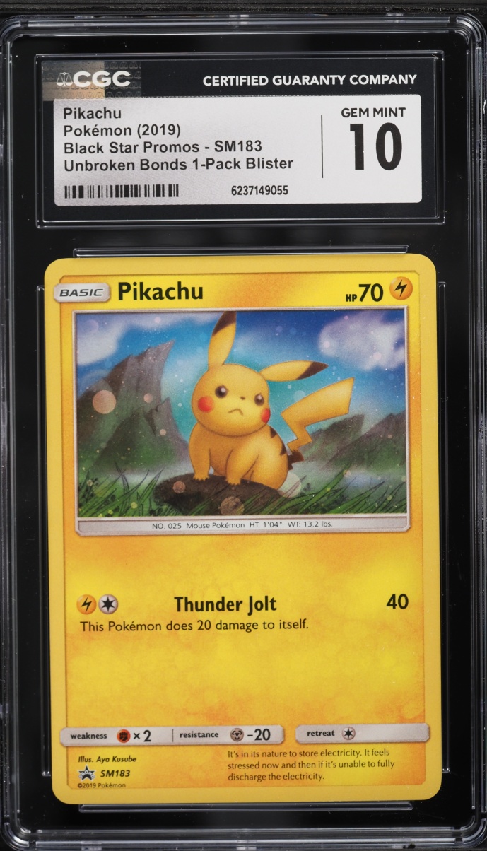 2019 Pokemon Sun & Moon Promo Unbroken Bonds Holo Pikachu #SM183 CGC 10 GEM MINT