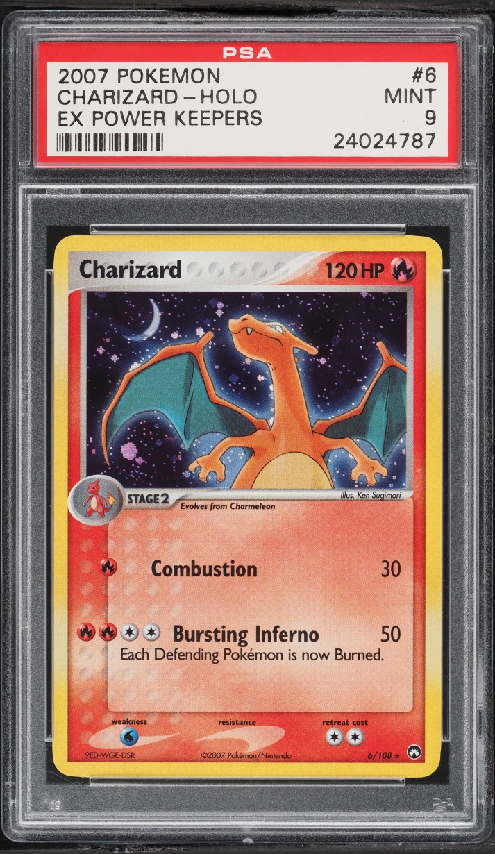 2007 Pokemon EX Power Keepers Reverse Holo Charizard #6 PSA 9 MINT