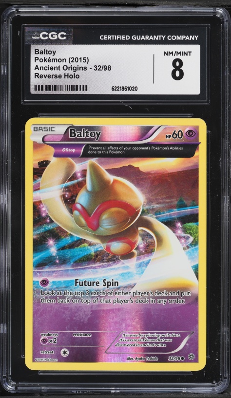 2015 Pokemon XY Ancient Origins Reverse Holo Baltoy #32 CGC 8 NM-MT