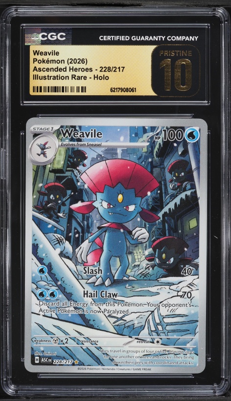 2026 Pokemon Mega Evolution Ascended Heroes IR Weavile #228 CGC 10 PRISTINE