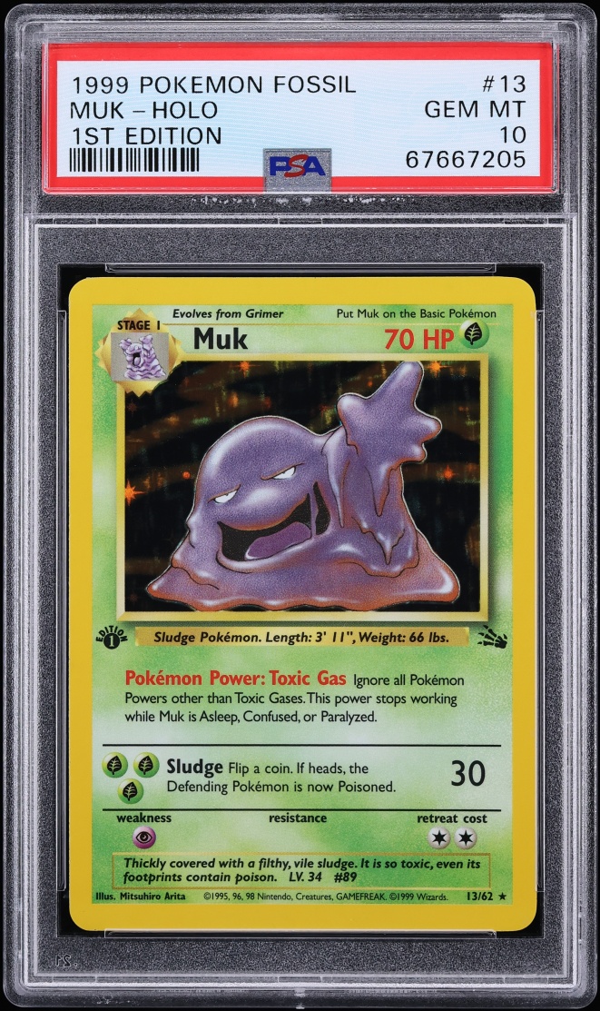 1999 Pokemon Fossil 1st Edition Holo Muk #13 PSA 10 GEM MINT