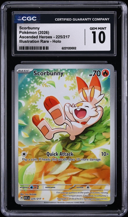 2026 Pokemon Mega Evolution Ascended Heroes IR Scorbunny #225 CGC 10 GEM MINT