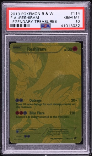 2013 Pokemon BW Legendary Treasures Gold Secret Rare Full Art Reshiram #114 PSA 10 GEM MINT