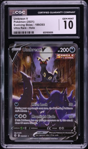 2021 Pokemon Sword & Shield Evolving Skies Full Art Umbreon V #189 CGC 10 GEM MINT