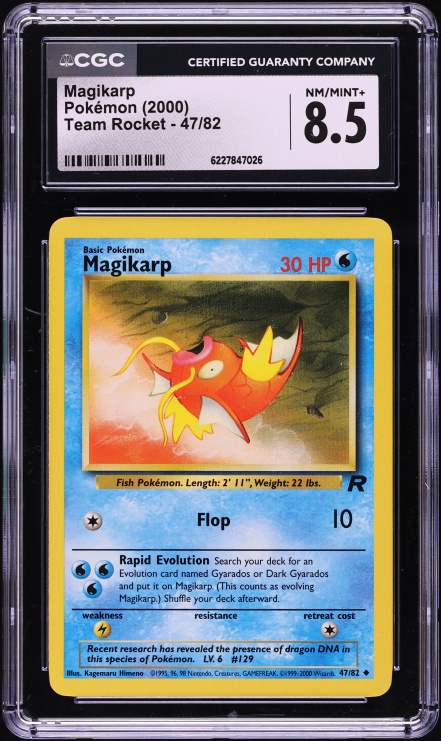 2000 Pokemon Team Rocket Magikarp #47 CGC 8.5 NM-MT+