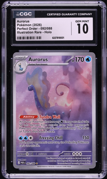 2026 Pokemon Mega Evolution Perfect Order IR Aurorus #92 CGC 10 GEM MINT