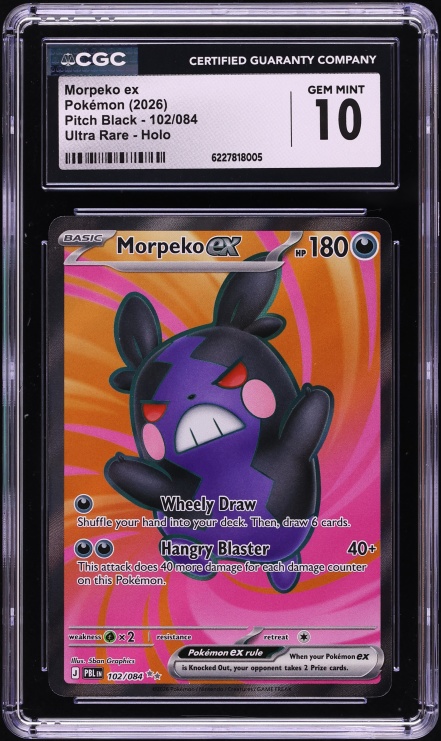 2026 Pokemon Mega Evolution Pitch Black Full Art Morpeko EX #102 CGC 10 GEM MINT
