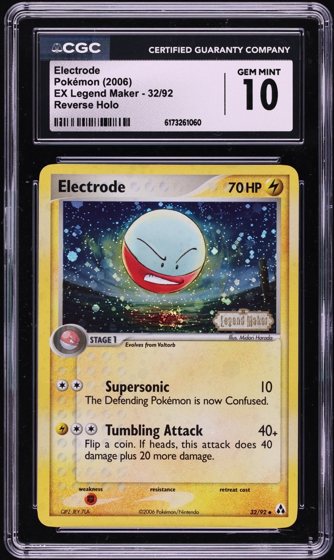2006 Pokemon EX Legend Maker Reverse Holo Electrode #32 CGC 10 GEM MINT