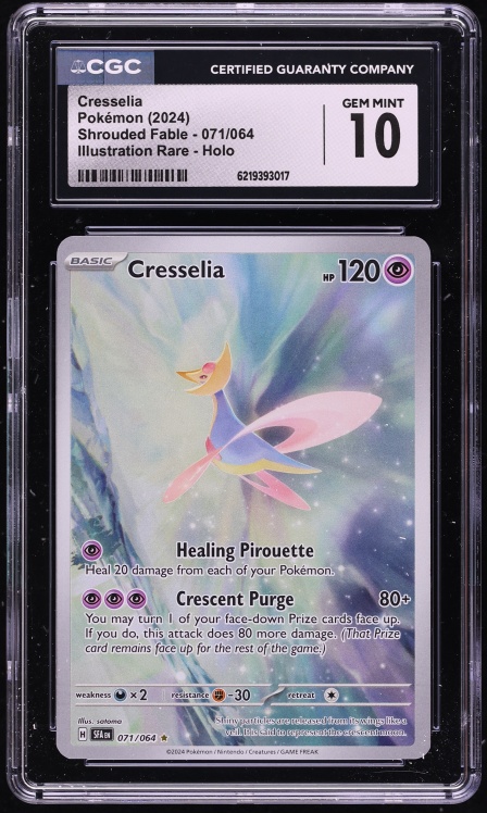 2024 Pokemon Scarlet & Violet Shrouded Fable IR Cresselia #71 CGC 10 GEM MINT
